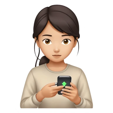  An Asian girl looking at her phone when charging sticker