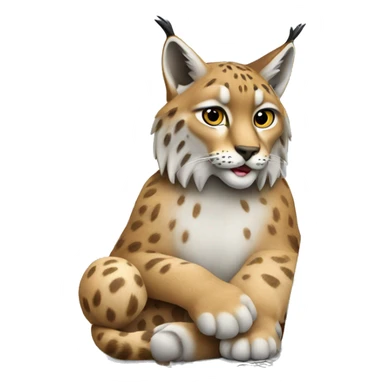 A lynx with a laptop sticker