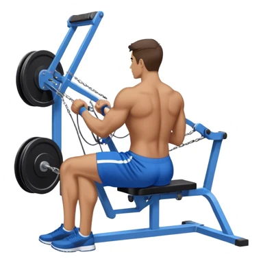 back view of man with blue shorts using seated cable-rows machine sticker