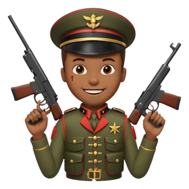 african american grinning toy soldier bloody vest with 2 guns sticker