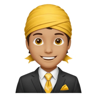 Character wearing yellow bandana and a suit sticker