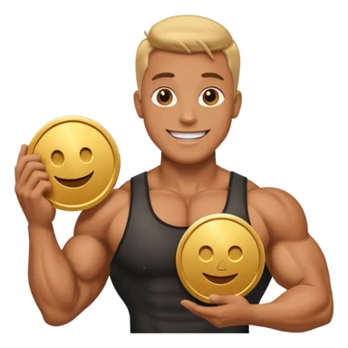 a happy bodybuilder holding youtube golden play button sticker