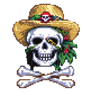 One Piece Straw Hat Pirates Jolly Roger flag with skull wearing straw hat sticker