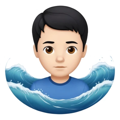 Siyah saçlı saçları öne doğru dalgalı bir şekilde beyaz tenli kahverengi gözlü küçük erkek çocuk sticker