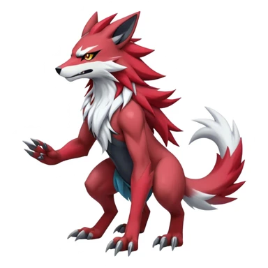  Cool Edgy Godly Digimon-Zoroark-Zeraora-Lycanroc-hybrid full body sticker