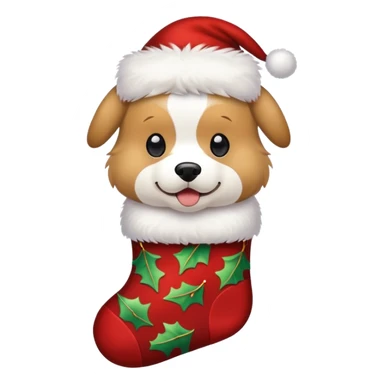 A dog inside a Christmas sock sticker