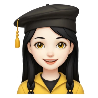 gothic girl black haired with yellow hat sticker