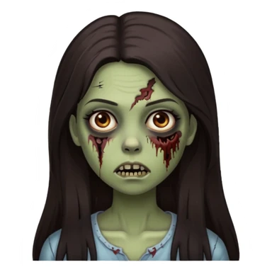 Faça uma garota com um cabelo castanho longos, muito, muito escuro, quase preto, Faça ela zumbi sticker