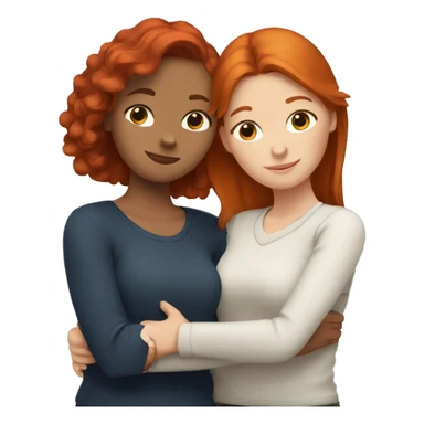 2 white female best friends hugging one with red hair and the other with brown hair  sticker