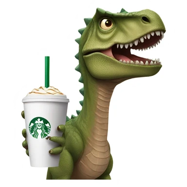 Dinosaur holding starbucks coffee with long nail and lashes sticker