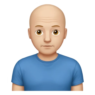 bald man with t shirt sticker