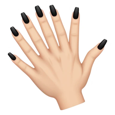 Black long coffin shaped nails on a hand with five fingers  sticker