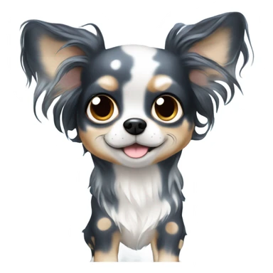 Blue black merle chihuahua long hair with spotted face sticker
