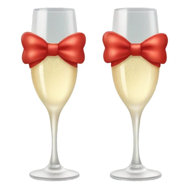 champagne glasses with red bow  sticker