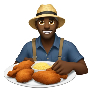 Black farmer eating chicken  sticker