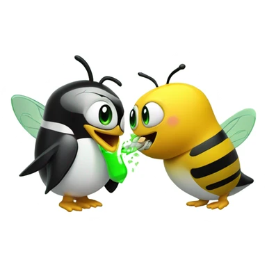 Bee and penguin smoking green sticker