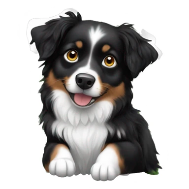 Small black australian shepherd dog Christmas tree sticker