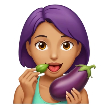 Woman biting eggplant  sticker