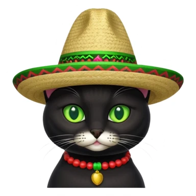 mexican hat black cat sticker