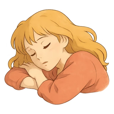 ghibli style woman with blonde hair sleeping sticker