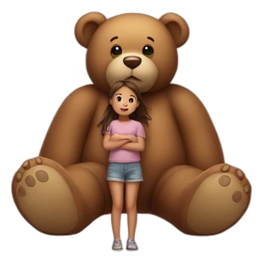 Very big teddy bear with small girl sticker