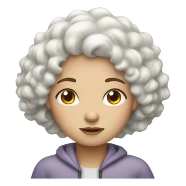 Sleepy white curly hair girl  sticker