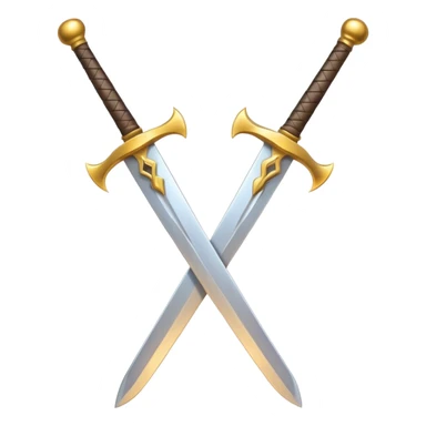dual swords with gold hilts, emoji style, similar to the closed coffee cup emoji style sticker