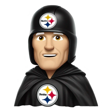 Terry Bradshaw Pittsburgh Steelers player in helmet and uniform with black cape. sticker
