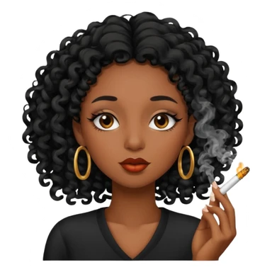 Black girl with eyelashes and curly hair smoking  sticker