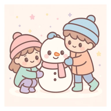 people making a snowman sticker