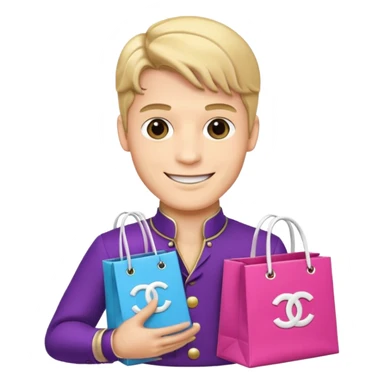 prince holding Chanel gift bags sticker