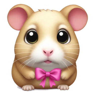 Hamster with big sad eyes and pink bow on top of head sticker