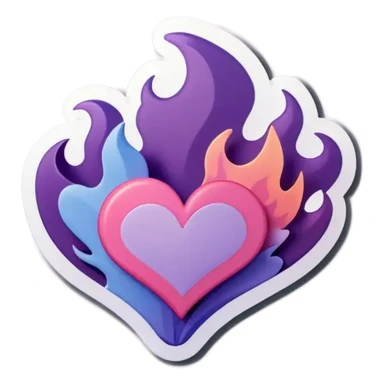 A pastel color burning heart emoji sticker