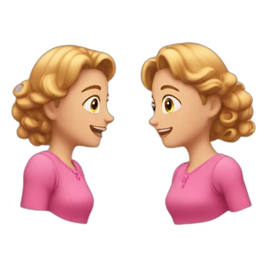 two girls in pink dresses talking to each other. sticker