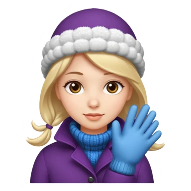 The girl is wearing a warm winter coat and a pair of woolen gloves. sticker