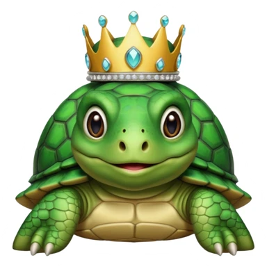 a domestic turtle with a tiara sticker
