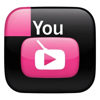 Realistic, black pink color, YouTube logo design sticker