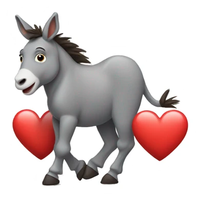 dancing donkey with a heart sticker