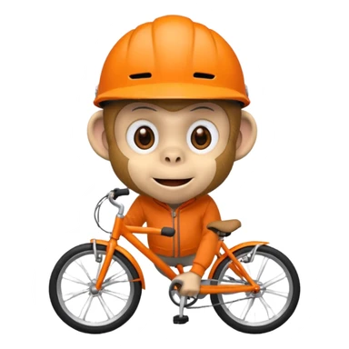monkey with orange bicycle helmet, sweatshirt sticker