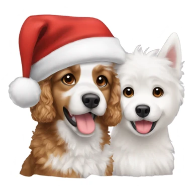 Cavapoo and white husky with Christmas hat  sticker
