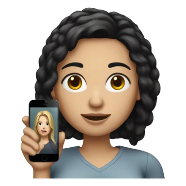 white woman with black hair with a cell phone in her hand sticker