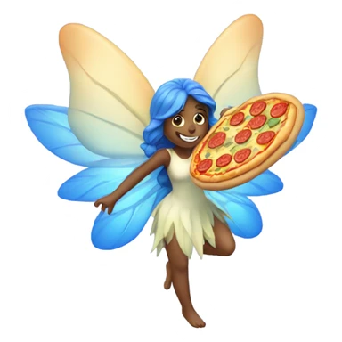 Fairy with blue wing eating pizza sticker
