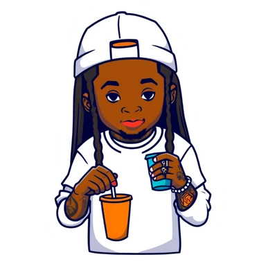 lil wayne with a double cup where one styrofoam cup is stacked inside another sticker