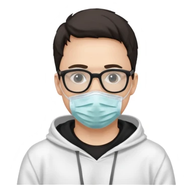 emojis.com man-with-medical-mask-and-white-hoody-and-black-glasses sticker
