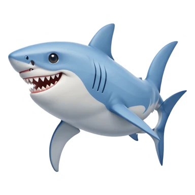 cartoon shark with two short legs, side profile, big smile, wearing blue Nike sneakers sticker