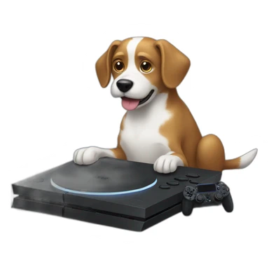 dog playing ps4 sticker