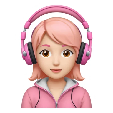 peach with pink headphones on sticker