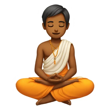 hindu boy meditating with saffron clothes sticker