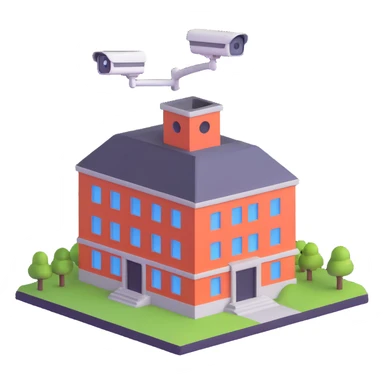 secure building with surveillance sticker