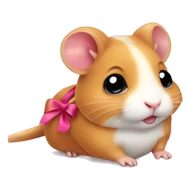 A cute hamster with a bow sticker